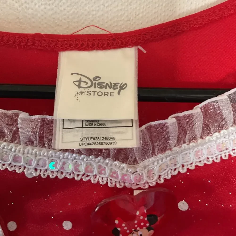 Disney Store Minnie Mouse Costume Dress Girls 7/8 Red Polka Dot Halloween